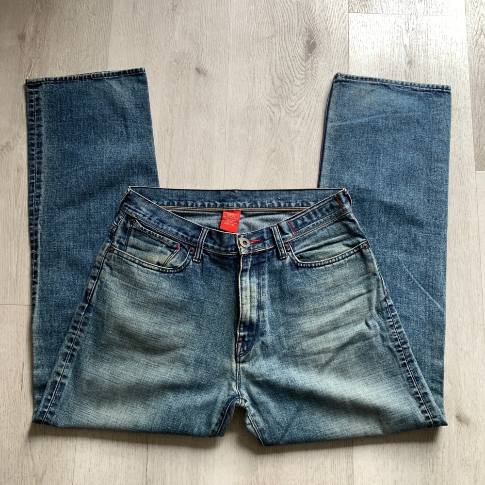 Vtg Y2K Guess Jeans W33 L32 Mens Baggy Denim Pants Straight Leg Made‎ in HK